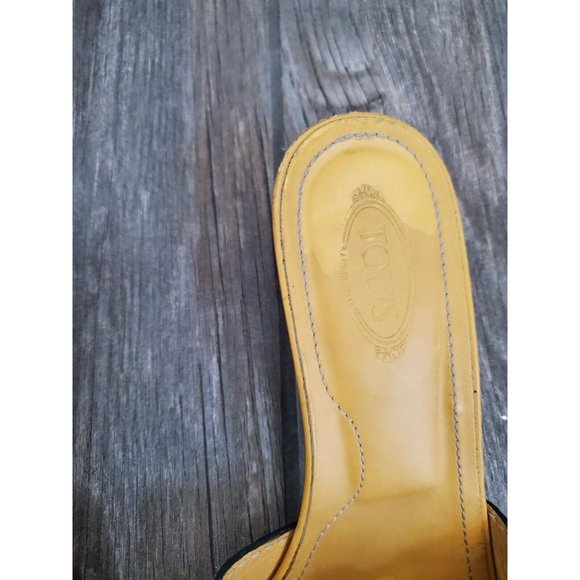 Tod's Yellow Leather Kitten Heel Sandals In Size 36. Clean Outer Sole - Picture 9 of 9